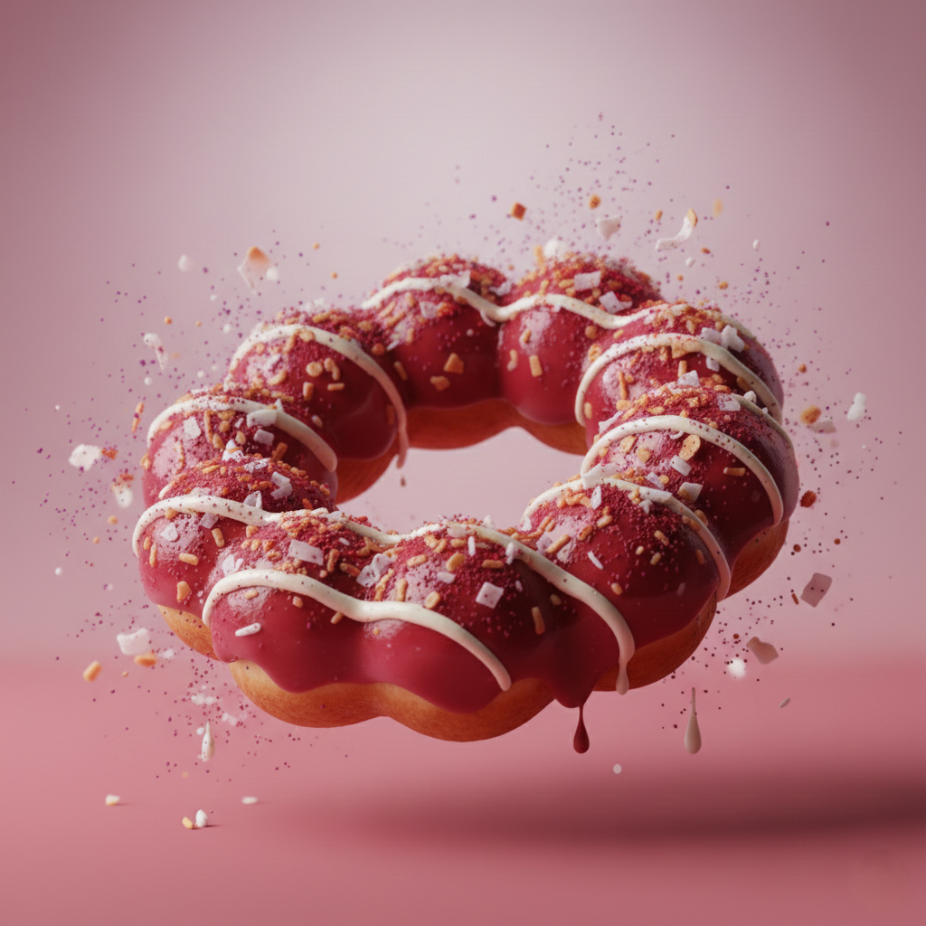 Beetroot Strawberry Mochi Donut