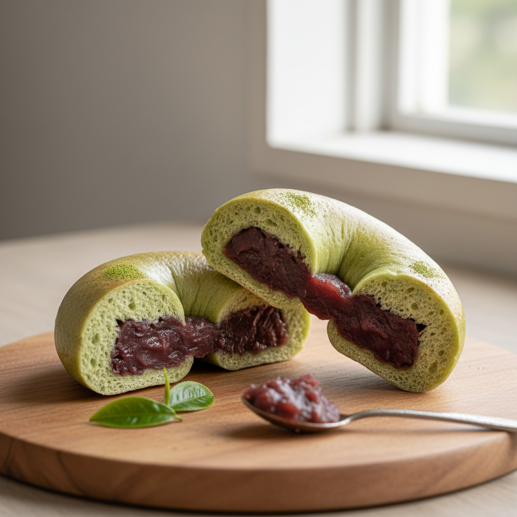 Matcha Bagel with In-House Anko Filling