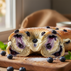 Blueberry Bagel with Cream Cheese Filling